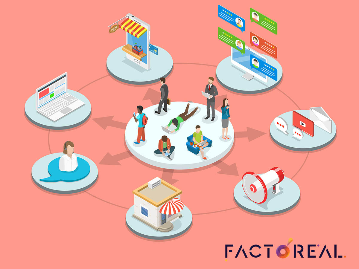 Omnichannel flat isometric vector concept