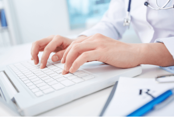 Physician crafting a healthcare email