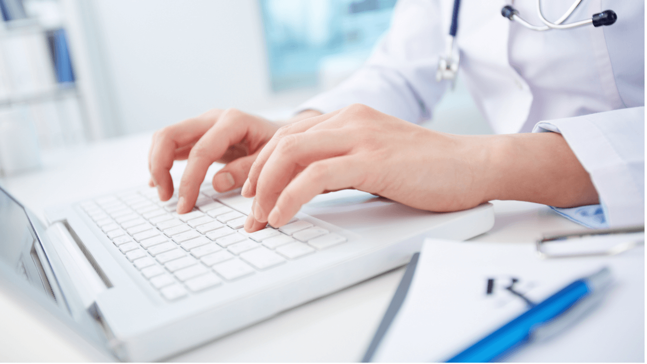 Physician crafting a healthcare email