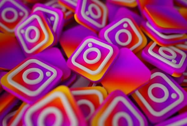 a pile of 3d Instagram logos